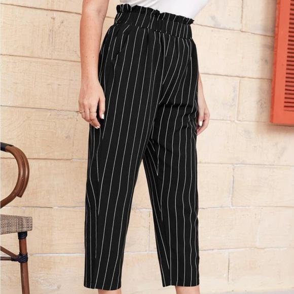 NWOT Curvy High Waisted Paper-bag Pinstripe Trousers - Picture 3 of 5